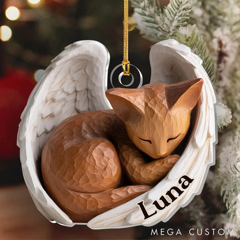 Personalized Pet Lover Dog Cat Names Wings Memorial Christmas Ornament