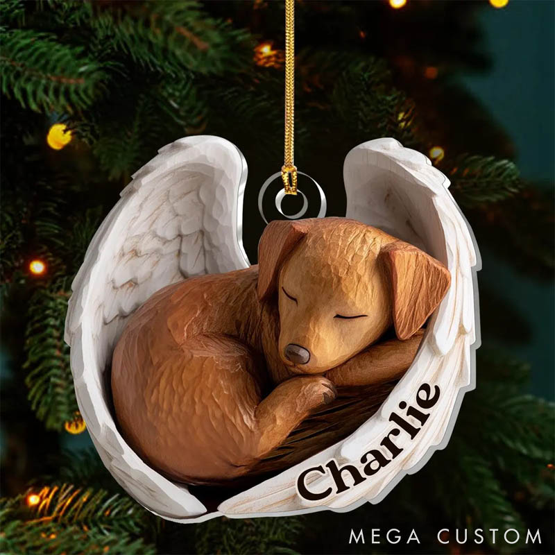 Personalized Pet Lover Dog Cat Names Wings Memorial Christmas Ornament