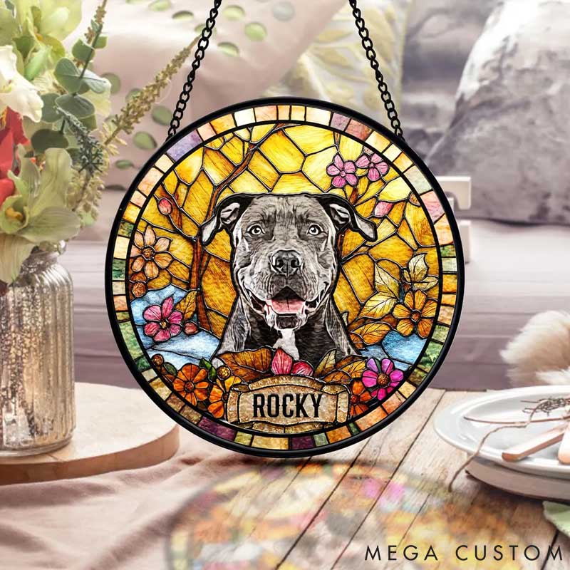 Personalized Pet Lover Dog Cat Remembrance Keepsake Rainbow Bridge Window Decor Sun Catcher