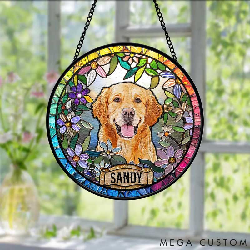 Personalized Pet Lover Dog Cat Remembrance Keepsake Rainbow Bridge Window Decor Sun Catcher