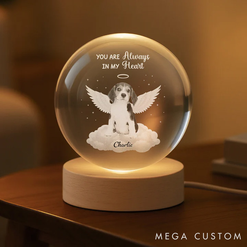 Personalized Pet Lover Dog Memorial Photo Crystal Ball Lamp