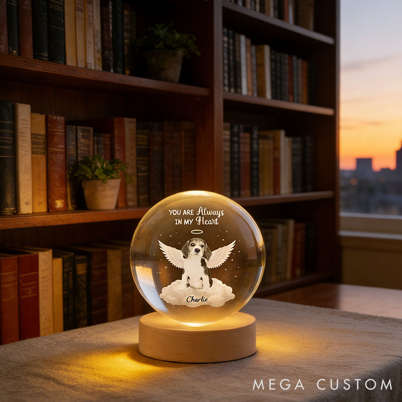 Personalized Pet Lover Dog Memorial Photo Crystal Ball Lamp