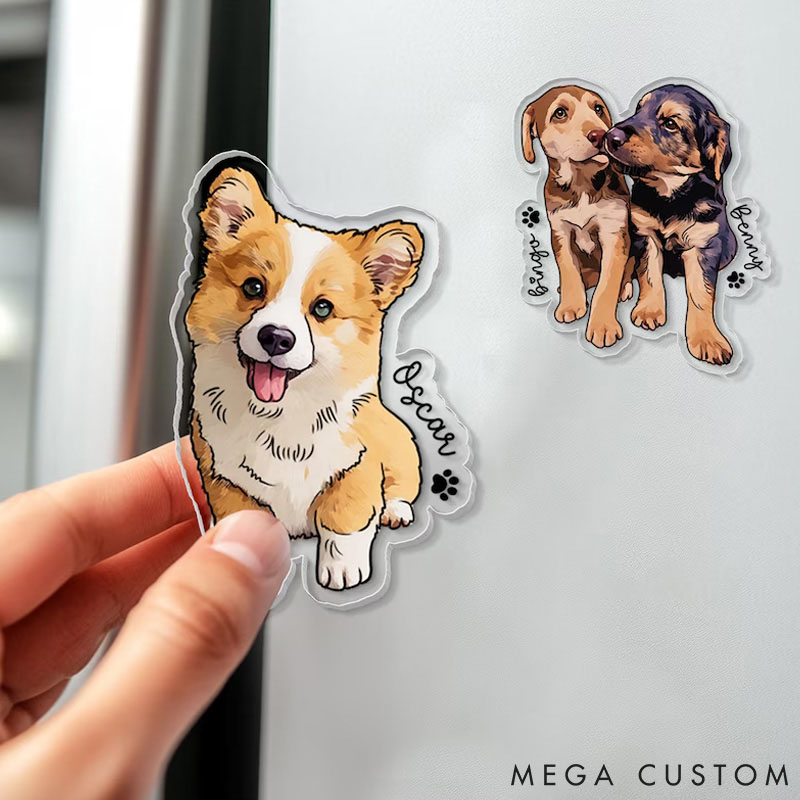 Personalized Pet Lover Dog Portrait Cat Portrait Refrigerator Magnets