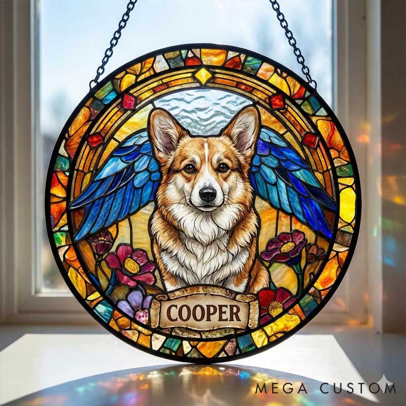 Personalized Pet Lover Dog Portrait Stained Glass Suncatcher Dog Loss Keepsake Pet Loss Gift