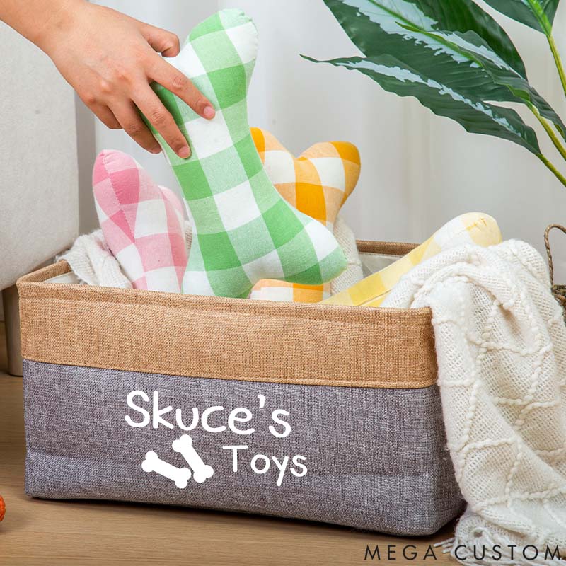 Personalized Pet Lover Dog Toy Box Dog Toy Bin Basket