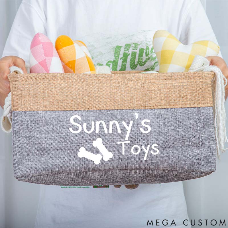 Personalized Pet Lover Dog Toy Box Dog Toy Bin Basket