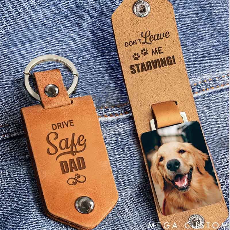 Personalized Pet Lover Dont Leave Me Starving Pet Dad Keychains