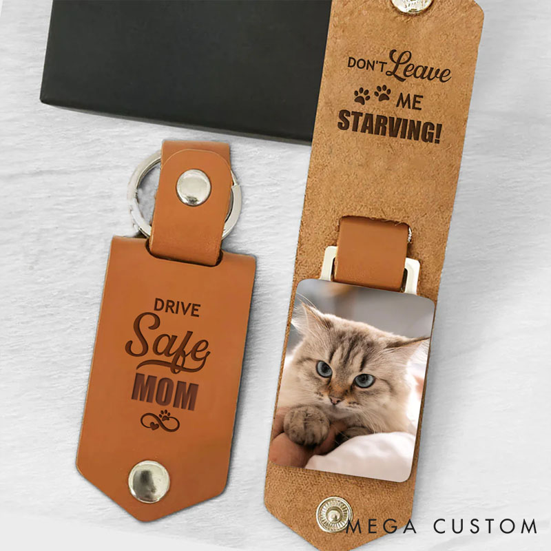 Personalized Pet Lover Dont Leave Me Starving Pet Mom Keychains