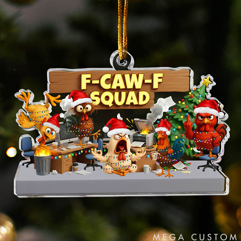 Personalized Pet Lover F-Caw-F Squad Christmas Ornament