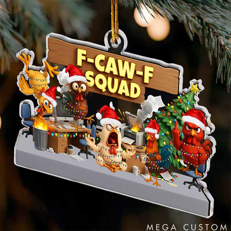 Personalized Pet Lover F-Caw-F Squad Christmas Ornament