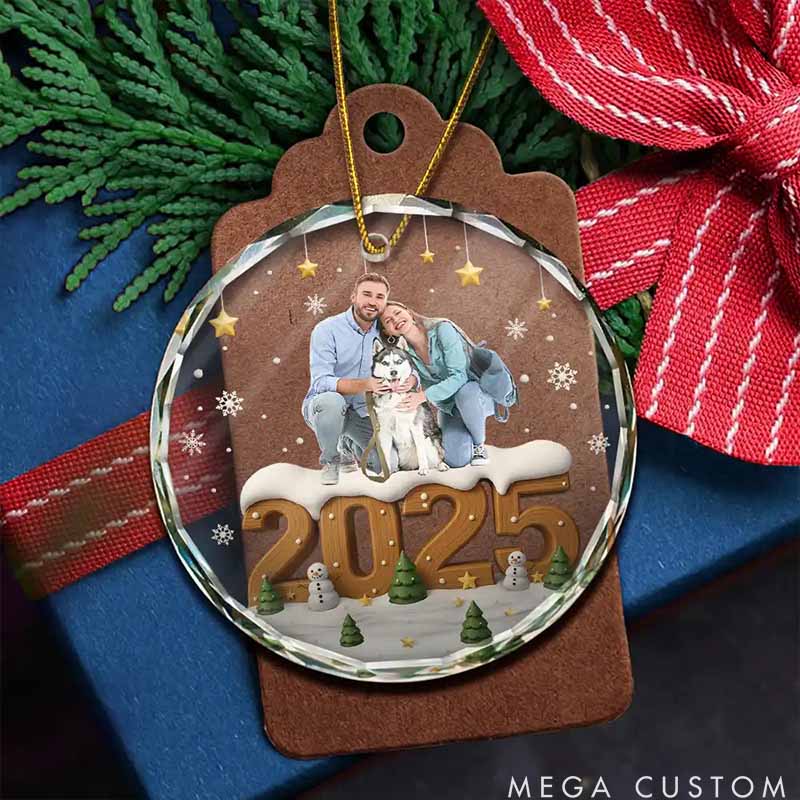 Personalized Pet Lover Family Besties Glass Christmas Ornament