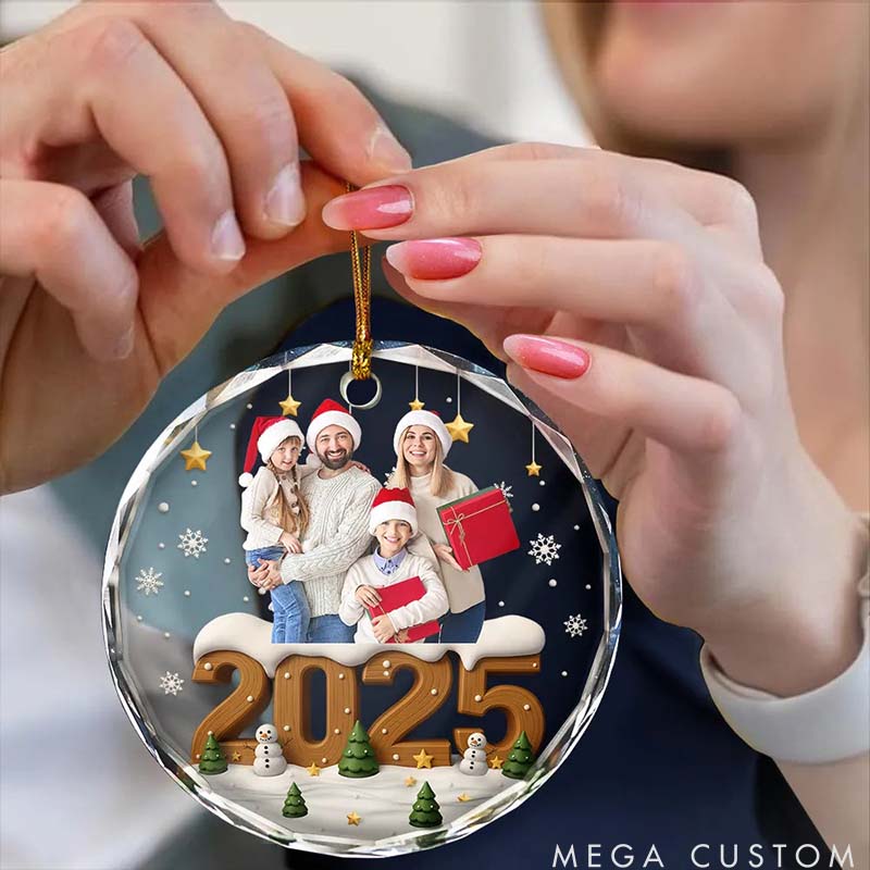 Personalized Pet Lover Family Besties Glass Christmas Ornament