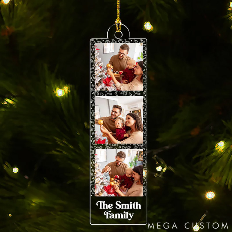 Personalized Pet Lover Family Photo Strip Christmas Ornament