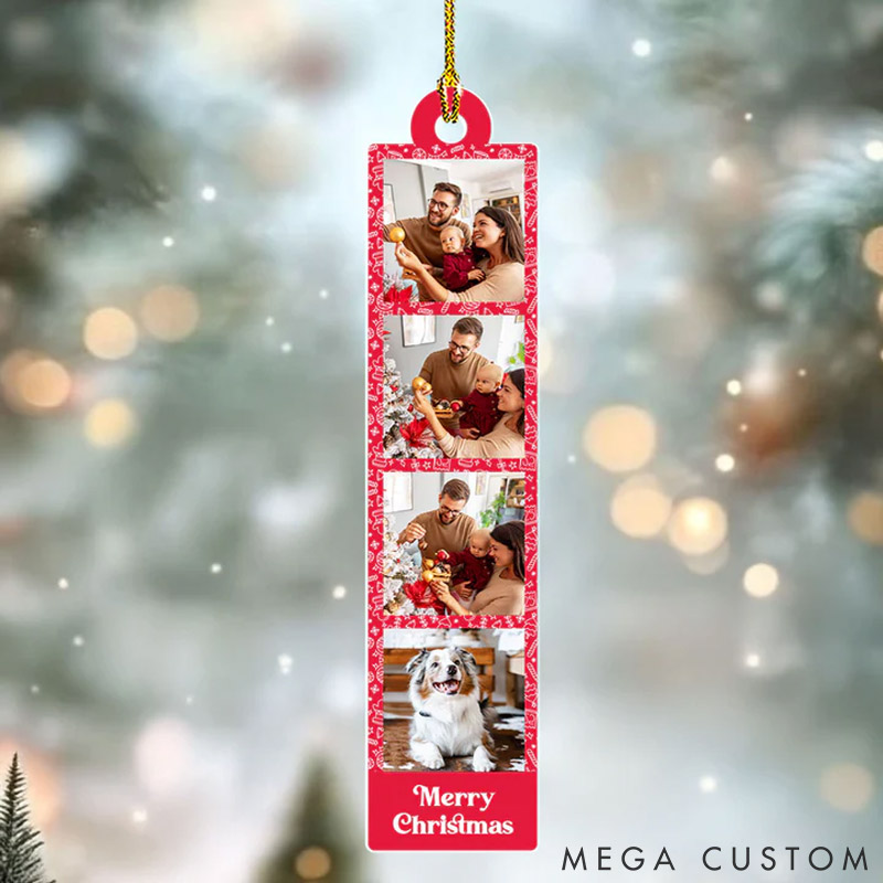 Personalized Pet Lover Family Photo Strip Christmas Ornament