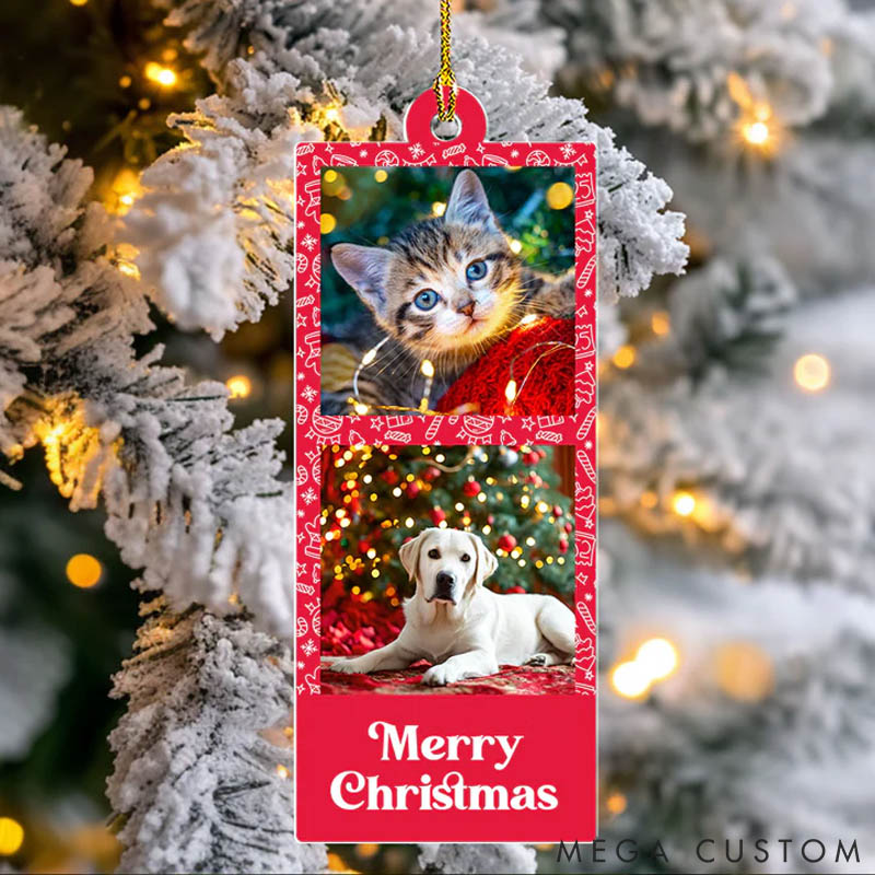 Personalized Pet Lover Family Photo Strip Christmas Ornament