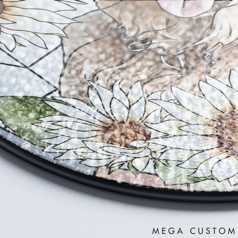 Personalized Pet Lover Flower Dog Cat Remembrance Keepsake Rainbow Bridge Window Decor Sun Catcher