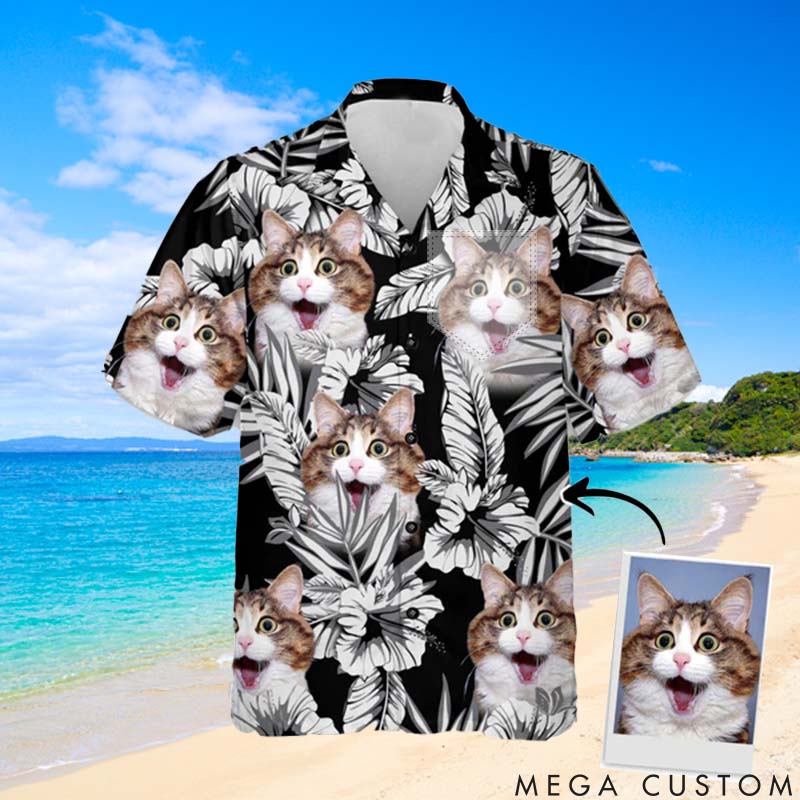 Personalized Pet Lover Flowers Pattern Black Color Hawaii Shirts
