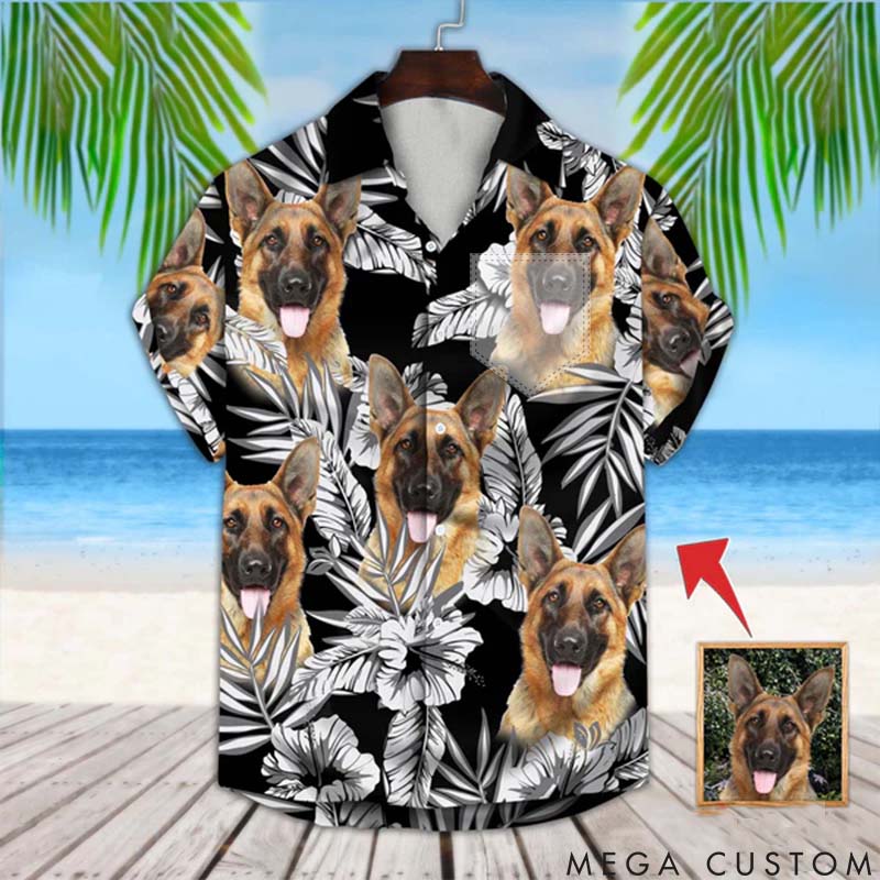 Personalized Pet Lover Flowers Pattern Black Color Hawaii Shirts