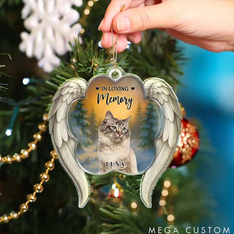 Personalized Pet Lover Forever in My Heart Paw Angel Wings Christmas Ornament