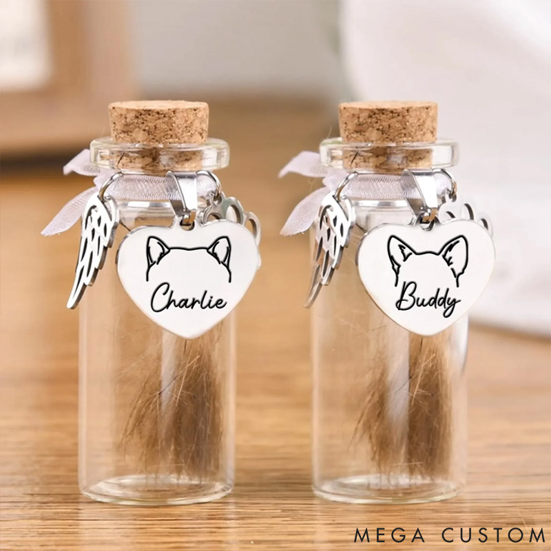 Personalized Pet Lover Fur Keepsake Jar Memorial Gifts for Dogs Cats Gone but Not Forgotten