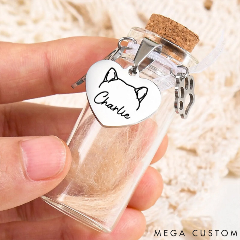Personalized Pet Lover Fur Keepsake Jar Memorial Gifts for Dogs Cats Gone but Not Forgotten