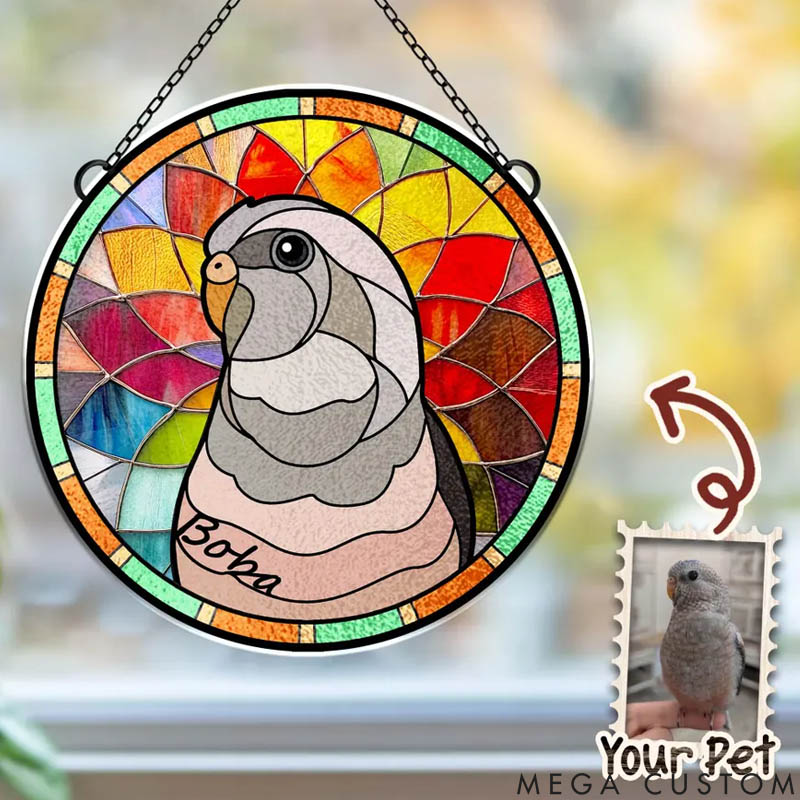 Personalized Pet Lover Geometric and Rainbow Patterns Sun Catcher