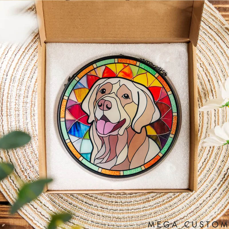 Personalized Pet Lover Geometric and Rainbow Patterns Sun Catcher