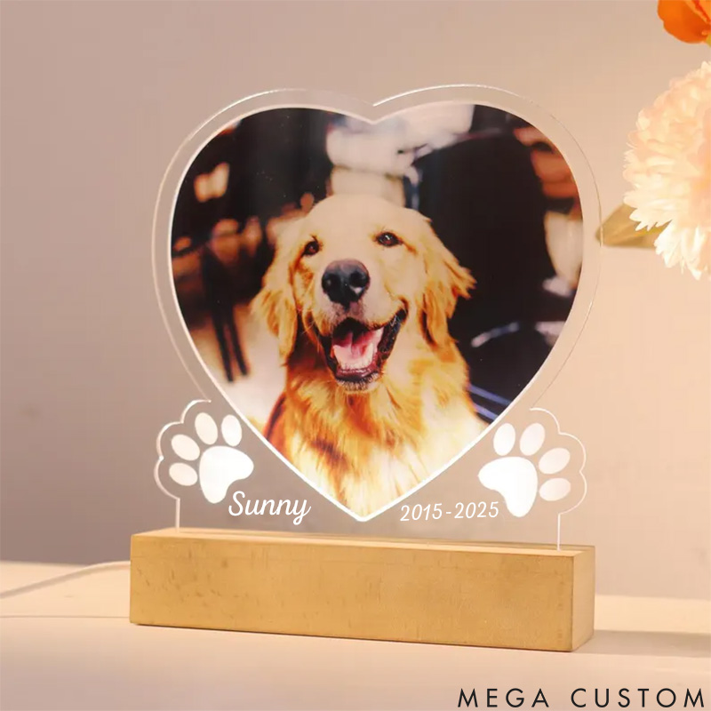 Personalized Pet Lover Golden Heart Pet Light
