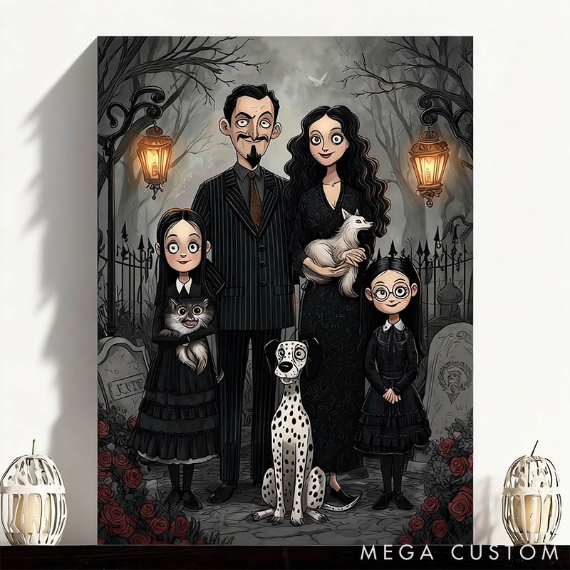 Personalized Pet Lover Gothic Couple Portrait Poster Valentines Day Wall Art