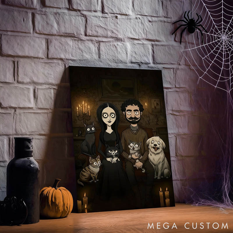 Personalized Pet Lover Gothic Couple Portrait Poster Valentines Day Wall Art