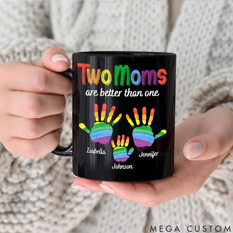 Personalized Pet Lover Handprints Two are Better than One Black Mugs