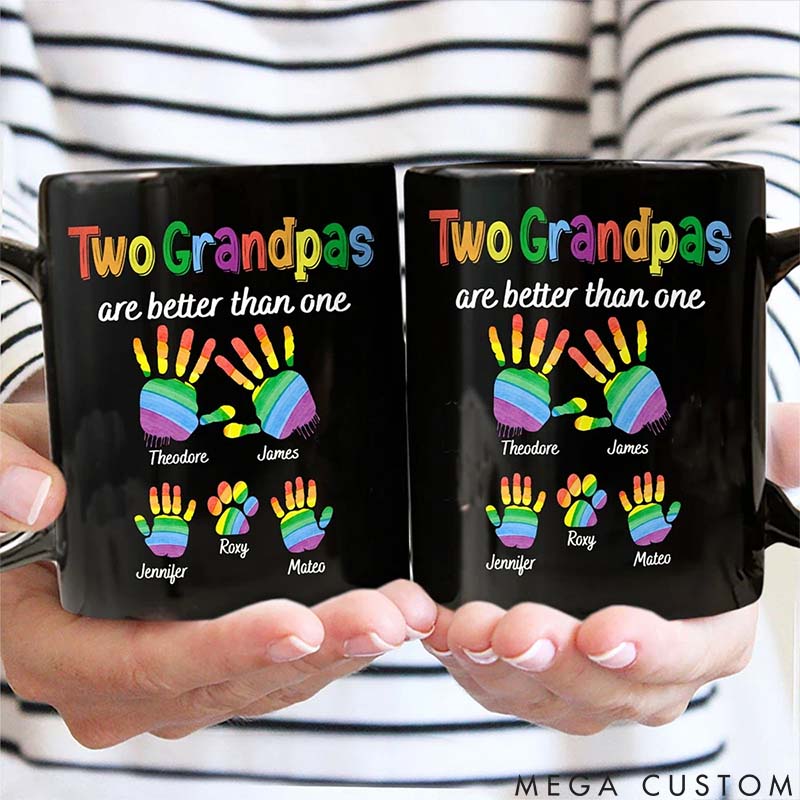 Personalized Pet Lover Handprints Two are Better than One Black Mugs
