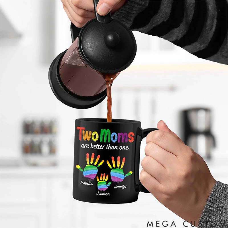 Personalized Pet Lover Handprints Two are Better than One Black Mugs