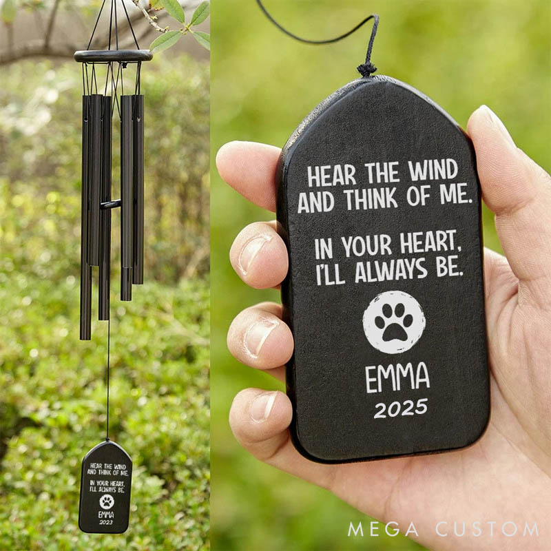 Personalized Pet Lover Hear the Wind and Think of Me Dog Cat Wind Chimes
