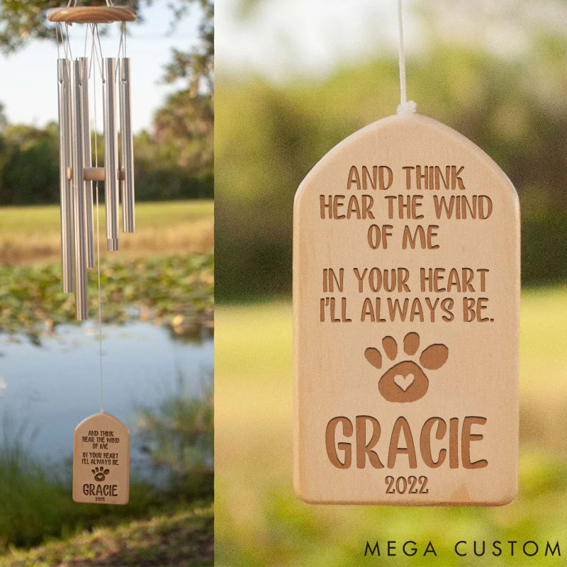 Personalized Pet Lover Heard the Wind and Think of Me Paw Wind Chimes