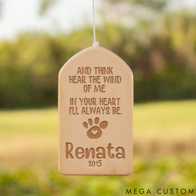 Personalized Pet Lover Heard the Wind and Think of Me Paw Wind Chimes