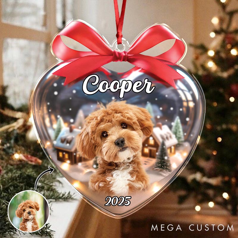 Personalized Pet Lover Heart Shaped Christmas Ornament