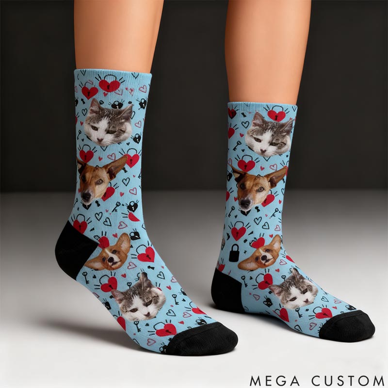 Personalized Pet Lover Heart pattern Socks