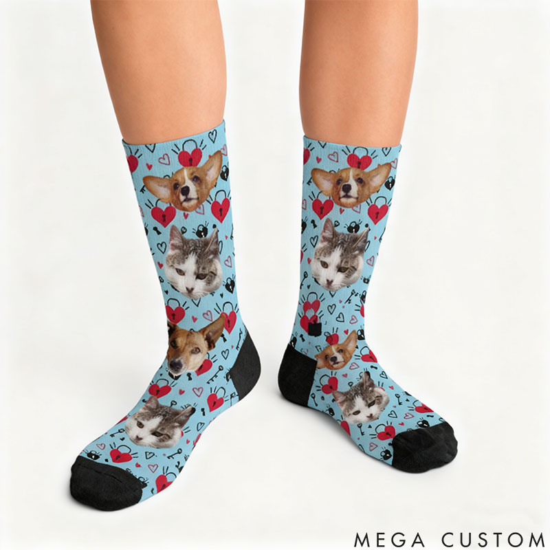 Personalized Pet Lover Heart pattern Socks