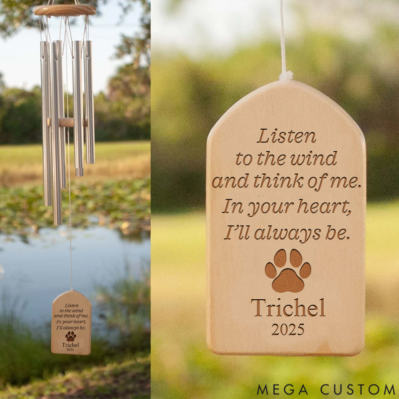 Personalized Pet Lover Heartfelt Tribute for Beloved Pets with Engraving Wooden Wind Chimes