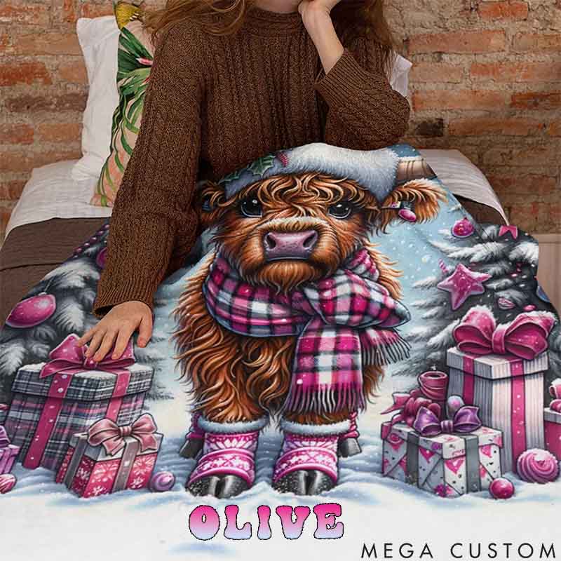 Personalized Pet Lover Highland Cow Soft Fleece Throw Blanket