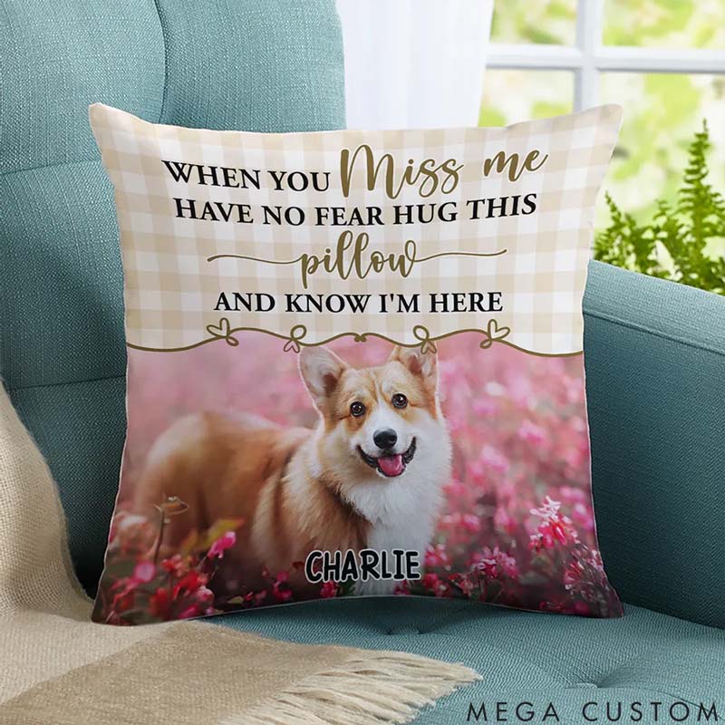Personalized Pet Lover Hug Me Tight Photo Throw Pillows