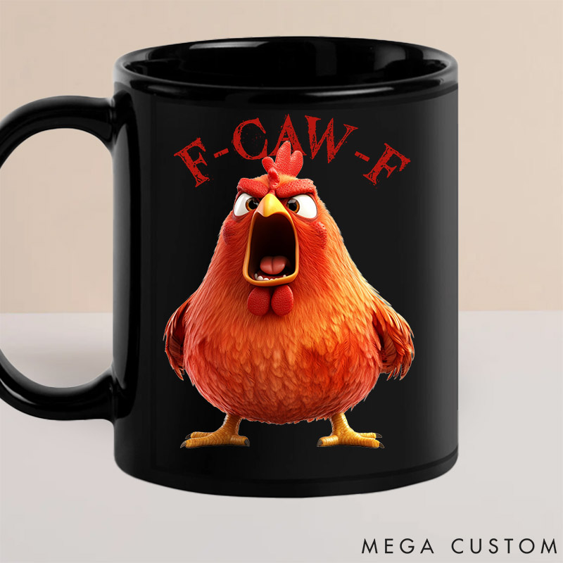 Personalized Pet Lover Humorous Crow F-Caw-F Black Mugs