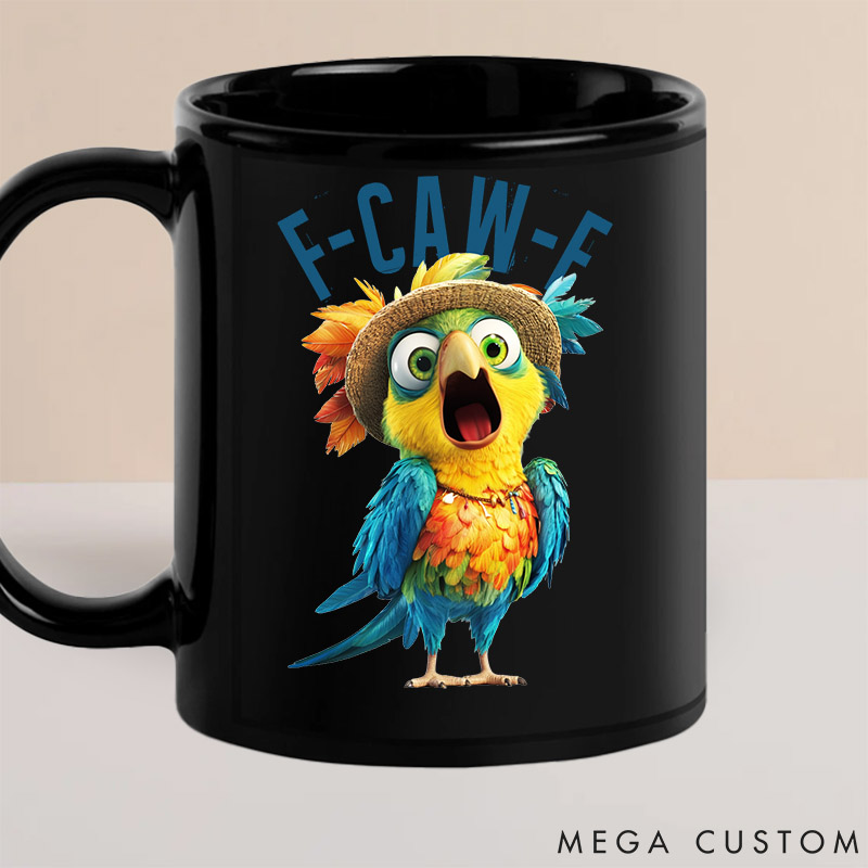 Personalized Pet Lover Humorous Crow F-Caw-F Black Mugs