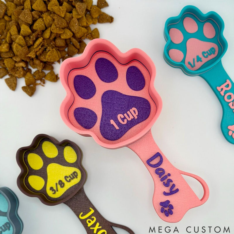 Personalized Pet Lover Kibble Measuring Cup Paw Shaped Scooper Dog Food Scoop
