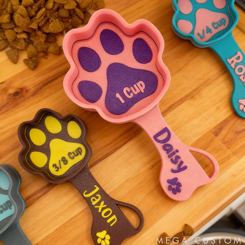 Personalized Pet Lover Kibble Measuring Cup Paw Shaped Scooper Dog Food Scoop