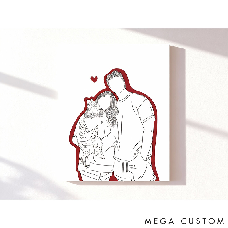 Personalized Pet Lover Line Drawing from Photo Personalized Couple Portrait