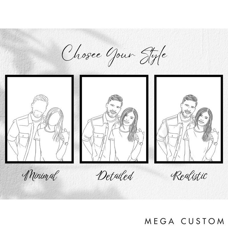 Personalized Pet Lover Line Drawing from Photo Personalized Couple Portrait