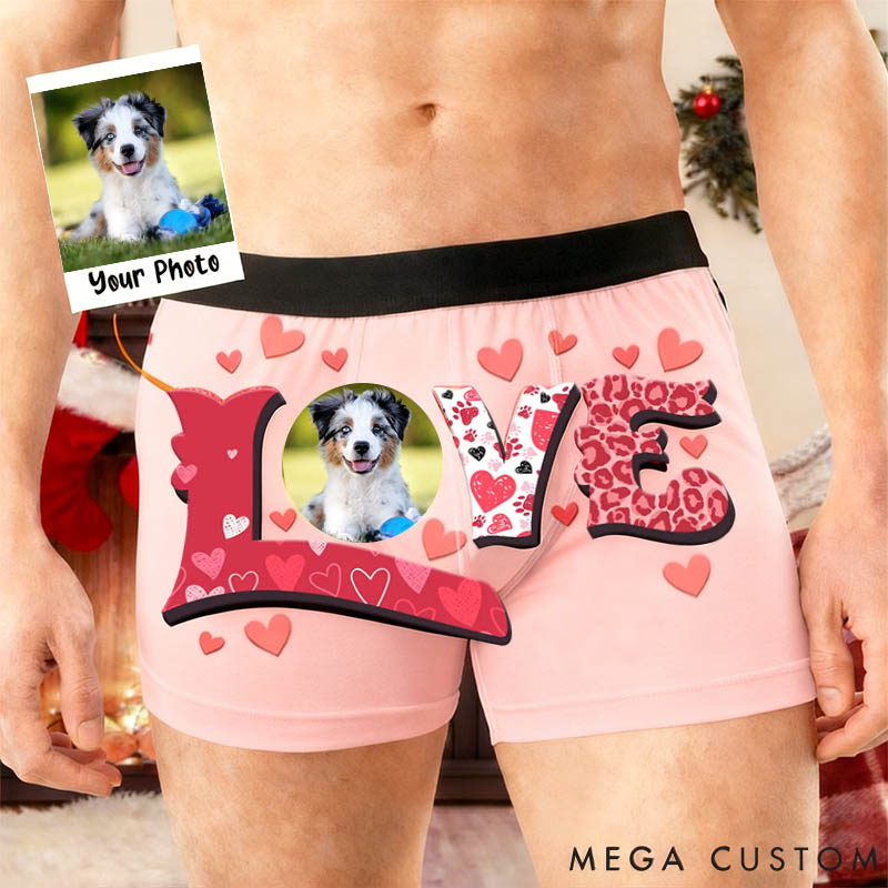 Personalized Pet Lover Love Heart Boxer Briefs