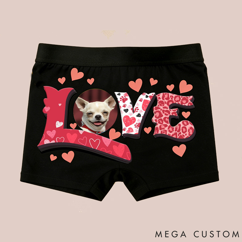 Personalized Pet Lover Love Heart Boxer Briefs